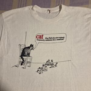 Vintage Kliban Cat Meatloaf Funny T Shirt One Hell Of Animal 70s 80s USA Large